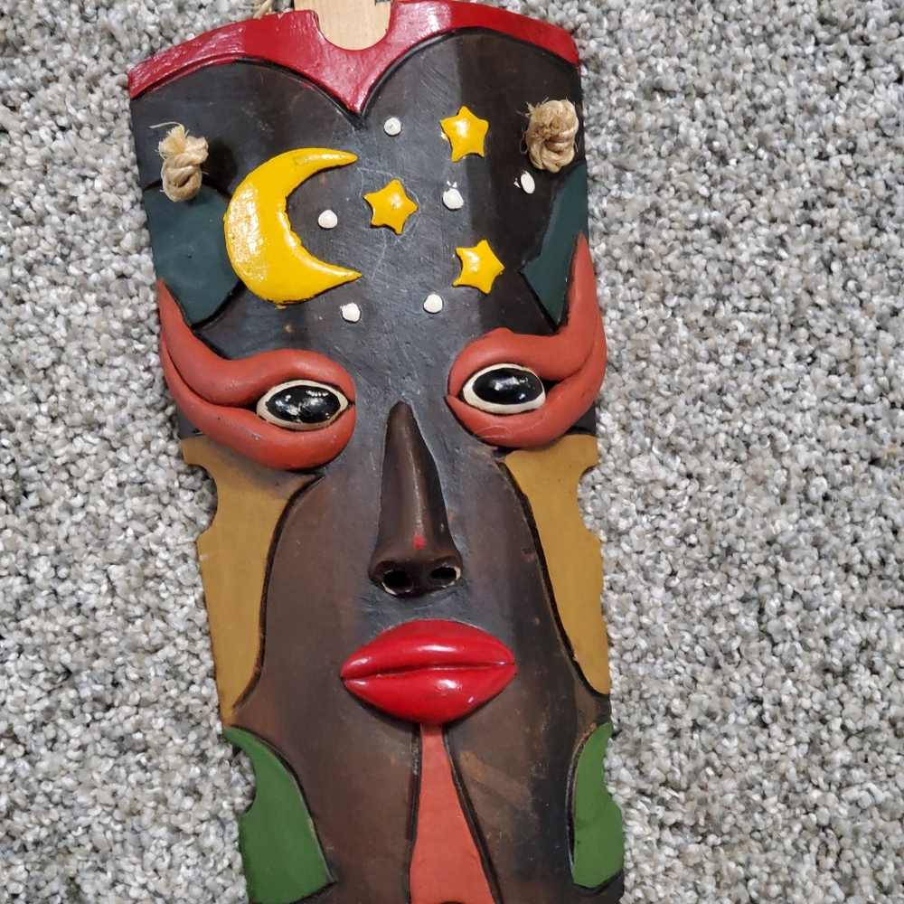 Colorful Pottery Tribal Wall Mask Decor - Picture 6 of 6